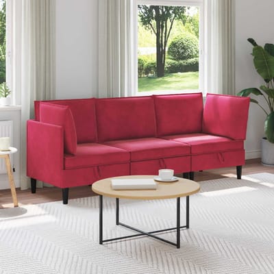 vidaXL - Woonkamer - Meubelset - 3 - st - Wijnrood - Fluweel