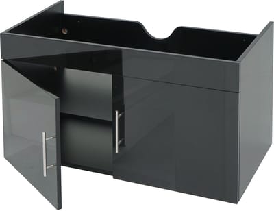 Badmeubel MCW-D16, wastafelmeubel Badmeubel MVG hoogglans 90cm ~ zwart