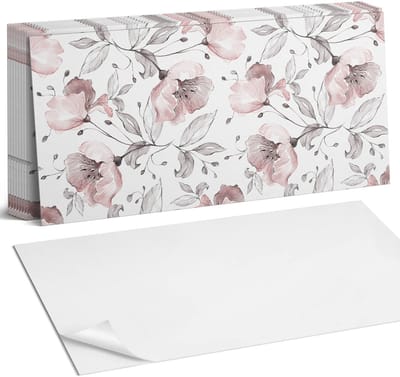 Coloray Plaktegels - Bloemen aquarelpatroon Zelfklevende Wandtegels - 40 cm x 20 cm - Roze Plaktegels - 10 stuks - Rechthoek PVC Tegels - Plaktegels Badkamer - Vloertegels Zelfklevend - Vinyl Tegels - Portugese Tegels