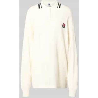 Oversized shirt met lange mouwen in tricotlook met polokraag