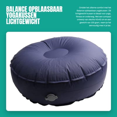 Dailygoods- Opblaasbaar Yogakussen Lichtgewicht - Reiskussen - Fitnesskussen - Kampeerkussen - Waterdicht - Compact Design 42x42x15 cm - Opblaaskussen