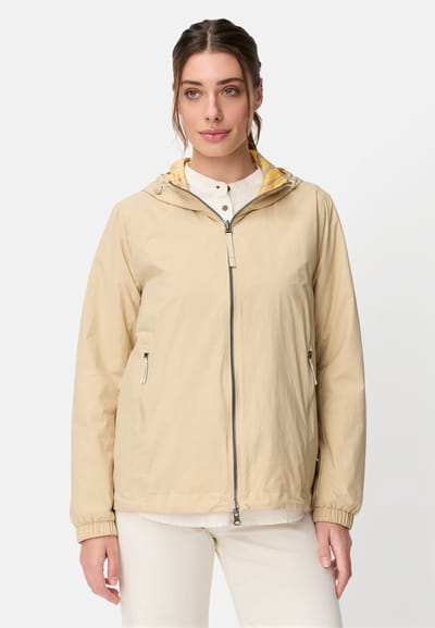 camel active Omkeerbaar jack met all-over print en effen kant - Maat womenswear-36 - Zand