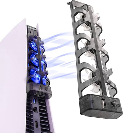 YONO Ventilator geschikt voor PS5 Disc en Digital - Fluisterstille Playstation Cooling Fan en USB Hub - Zwart