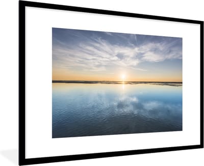 Fotolijst incl. Poster - Zee - Wolken - Zon - 120x80 cm - Posterlijst