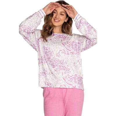 PJ Salvage Dames/Dames Top met lange mouwen en luipaardprint (Gebroken wit)