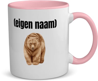Akyol - grote beer met eigen naam koffiemok - theemok - roze - Beer - beren liefhebbers - iemand die houdt van beren - verjaardag - cadeau - kado - 350 ML inhoud