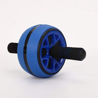 Abdominaal Wiel - Buikspierroller Fitnesswiel - Thuis Fitness - Dubbele Rol Stabiliteit - 14 cm Diameter - Blauw