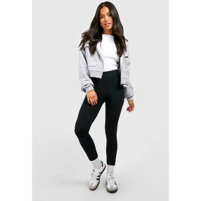 boohoo Dames Petite Fleece Gevoerde Legging | Zwart | Maat: Small