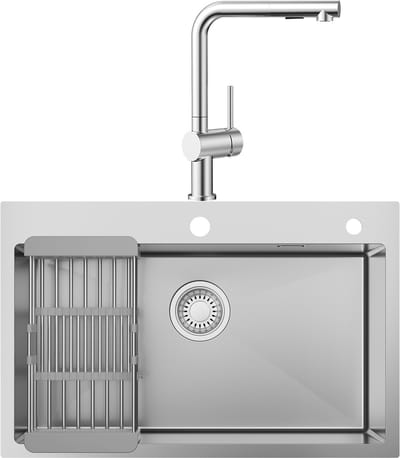 Anycee Max Spoelbak voor keuken 70*45CM - Spoelbak Keuken Met Uittrekbare Uitloop Keukenkraan - Spoelbakken Met Afdruip - RVS