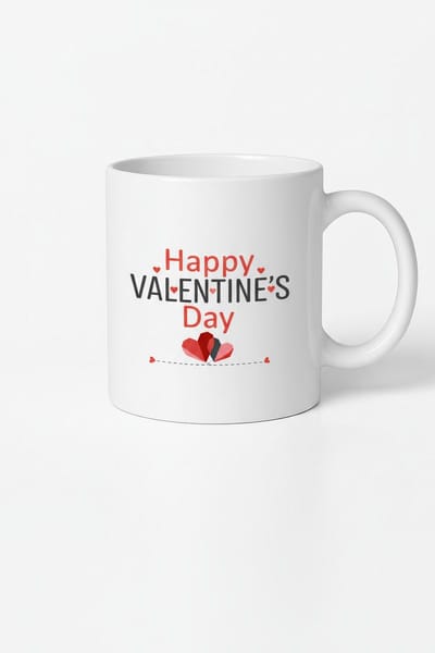 Valentijnsdag Mok 'Happy Valentine's Day' met Hartjes - Keramiek Cadeau voor Geliefde