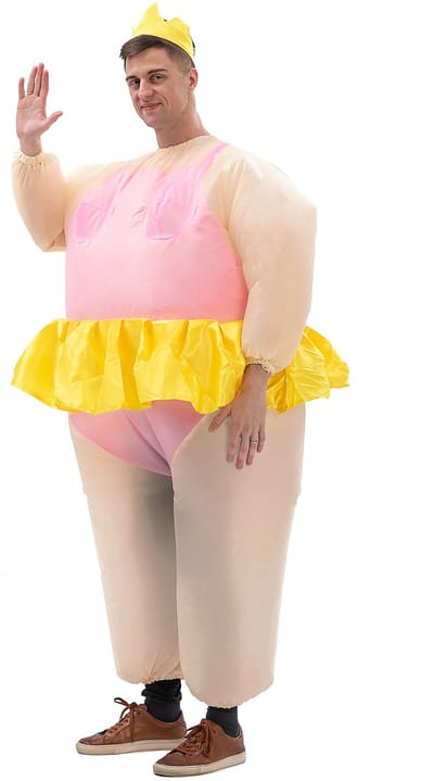 KIMU® Opblaas Kostuum Ballerina Roze - Opblaasbaar Pak - Danserespak Mascotte Opblaaspak - Opblaasbare Ballerina Volwassenen Festival