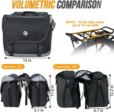 Thijox - Waterdichte Fietstas 35L - Duurzame Fietstas met Reflecterende Bekleding en Handgreep - Perfect voor Mountainbike en Elektrische Fiets - Zwar