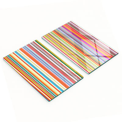 Decoratieve glazen snij- en serveerplanken, gekleurde strepen, 2x30x52 cm