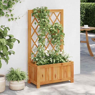 vidaXL - Plantenbak - verhoogd - met - latwerk - massief - acaciahout