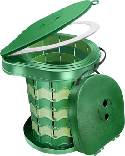 AHD® Camping Toilet - Draagbaar Toilet - Toiletemmer Met Deksel - Groen - 34cm x 32cm x 8cm