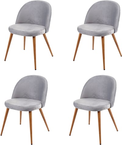 Set van 4 eetkamerstoelen MCW-D53, keukenstoel, retro jaren 50 ontwerp, stof/textiel ~ lichtgrijs