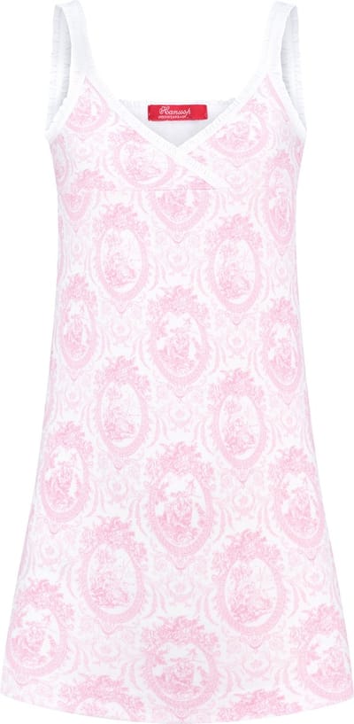 Exclusief Luxueus Kinder ondergoed, Luxe mooi zacht roze Girly Nachthemd / Slipdress van Hanssop met fashionable elastische rand details en in een luxe exclusieve Hanssop Pink Toile design, Meisjes Nachthemd, zacht roze toile print, maat 128