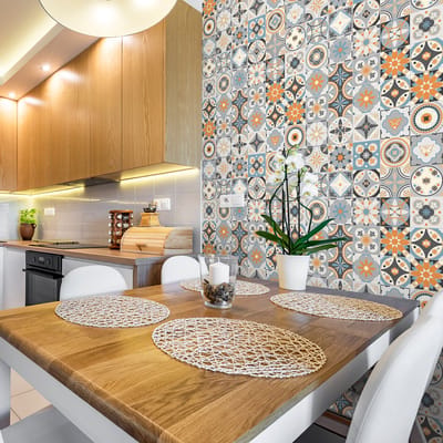 Zelfklevende tegelmuurstickers voor keuken en badkamer - 30 cementtegelstickers, Azulejos Montecinos-stijl - 30 stickers, 20x20 cm