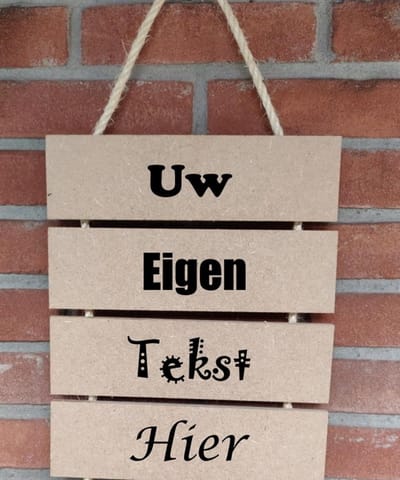 Houten tekstladder met je eigen tekst - Hangbord - Persoonlijk - Huisnummer - Naambord - Gepersonaliseerd - Eigen naam - 4 bordjes - MDF