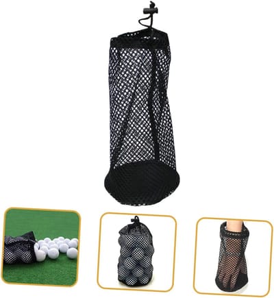 Golfballennet - 1 stuk - Nettas met trekkoord - Draagbaar nylon materiaal - Geschikt voor 48-56 golfballen - Afmetingen 28 x 15 cm