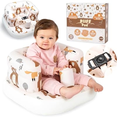 Opblaasbaar babyzitje met veiligheidsharnas en antislipbodem - Draagbaar en comfortabel voor baby's van 3-36 maanden