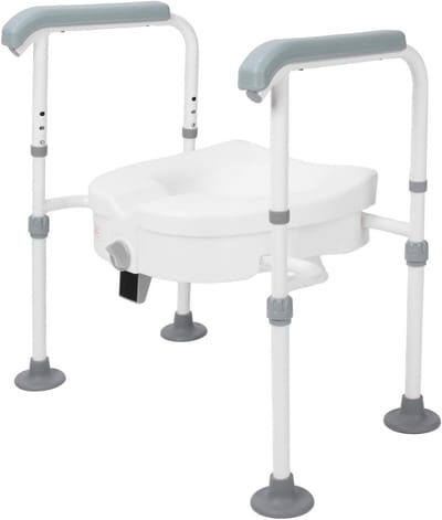 Toiletbrilverhoger met Handgrepen - Verhoogde Toiletbril - Veilig Toiletgebruik - Stabiel Roestvrij Staal - 46 x 40 x 23 cm