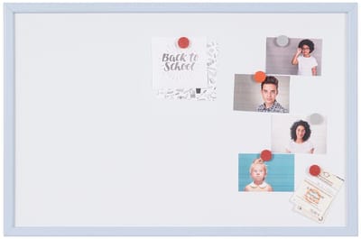 Magnetisch whiteboard, droog uitwisbaar, houten frame, pastelblauw, MDF 40 x 30 cm