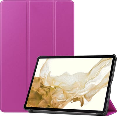 Hoes - Geschikt voor Samsung Galaxy Tab S8 - Dun & Stevig - Trifold Bookcase - Hard Cover - Hardcover Book Case - Tablet Hoesje - Paars