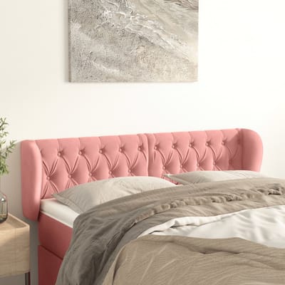 vidaXL - Hoofdbord - met - randen - 147x23x78/88 - cm - fluweel - roze