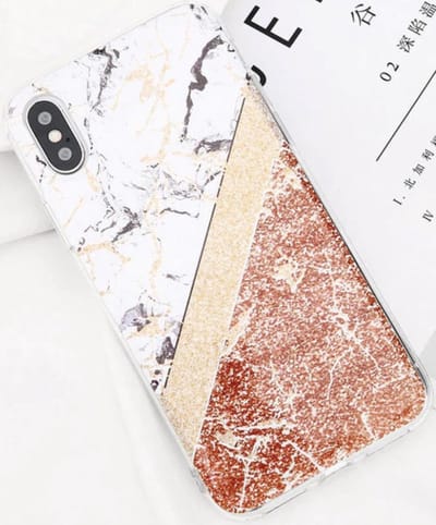 Geschikt voor Luxe marmer case voor Apple iPhone X - iPhone XS hoesje - wit - goud - back cover - soft TPU zacht