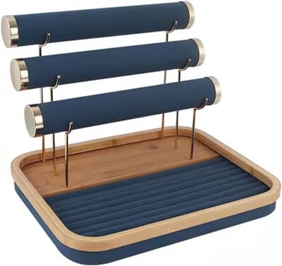 Sieradenhouder Organizer - Sieradenstandaard Boom - Sieraden Opbergen - 3-laags Ontwerp - Houten Basis - Naturel