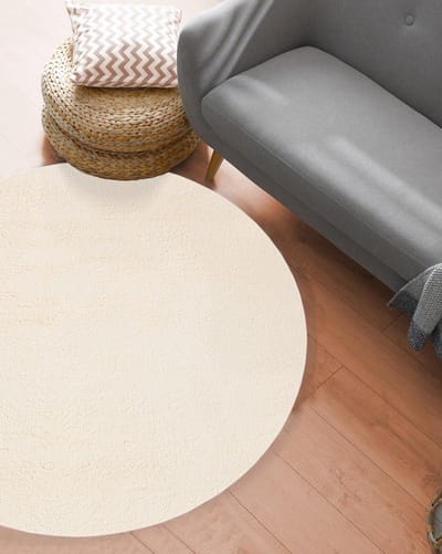 Karpet24 Loft – Luxe, Fluweelzacht Effen Vloerkleed in Cream, Modern & Stijlvol-Ø 120 cm rond