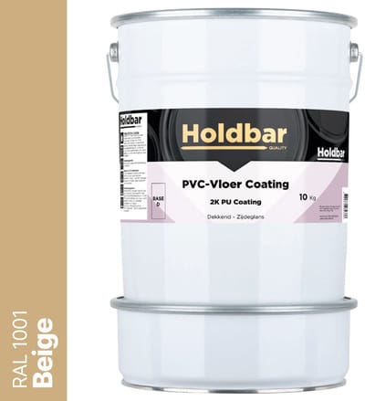 Holdbar PVC-Vloer Coating Beige (RAL 1001) 10 Kg - Vloerverf - Alle kleuren - Hecht direct op PVC - Slijtvast - UV-bestendig - Gemakkelijk te reinigen - Beschermt PVC-Vloer - 2 Componenten Verf