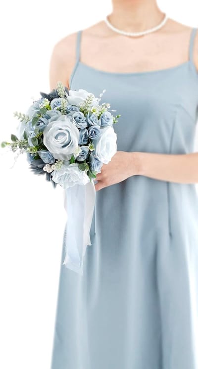 Rustiek Bruidsboeket Kunstbloemen Blauw Stofrozen voor Bruiloft en Decoratie