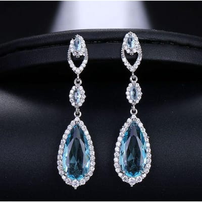 Emmaya Luxe Bruids Vier Kleuren Vintage Allure Kristal Waterdruppel Lange Hangende Cz Oorbellen Voor Vrouwen Bruiloft Sieraden Cadeau