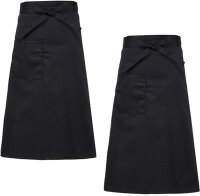 Dailygoods - 2 stuks zwart schort, catering rond half, serverschort, restaurant, voor keuken, chef-kokschorten mannen en vrouwen, 69 x 68 cm, voor bistro, restaurant, café, gebak, schilderen