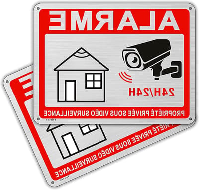 Alarm Paneel - Waarschuwingsbord - Eigendom Beveiligen - Onder Videobewaking - 20 x 15 cm - Geborsteld Aluminium