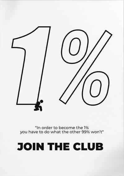 Join the 1 percent Club (Motivatie & Inspiratie) | Poster | A3: 30 x 40 cm