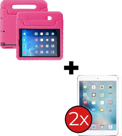 Hoesje - Geschikt voor Apple iPad Mini 1 (2012) - 7.9 inch - Met 2x Screenprotector - Kinderhoes - Shockproof Bumper - Kidsproof Case - Tablethoes - Kinder Hoes Cover - Roze