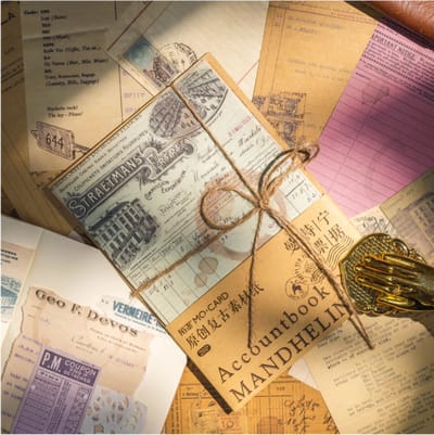 Journaling Papier Set - Vintage Accountbook - Set van 20 vellen - Journaling & Scrapbook Papier - Hobby Papier - Scrapbooking - Bullet Journaling - Ideaal als Kerstcadeau, Sinterklaascadeau of Schoencadeau