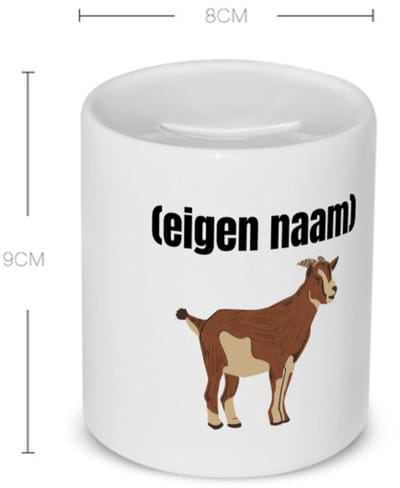 Akyol - geit met hoorn Spaarpot - Geit - geiten liefhebbers - met eigen naam - dieren liefhebber - leuk cadeau voor iemand die houdt van geiten - cadeau - kado - 350 ML inhoud