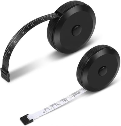 Meetlint Set - Rolmeetlint Lichaam - Naaien Afvallen - Dubbele Set Compact - 150 cm 60 inch - Zwart