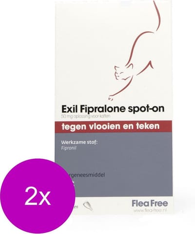 Flea Free Fipralone Spot-On Kat - Anti vlooien en tekenmiddel - 2 x 3 pip