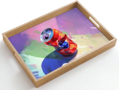 Dienblad hout 50x35 cm - Schootdienblad - Frisdrank - Blik - Paars - Borrelplank rechthoek - Plateau dienbladen