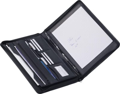 Dermata Schrijfmap A4 Rits Nappaleer 2645N Zwart