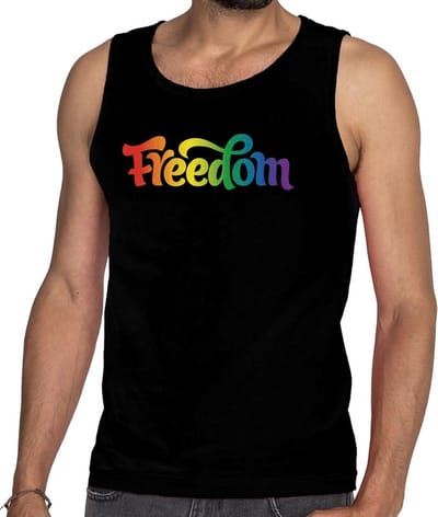 Gaypride freedom tanktop/mouwloos shirt - zwart regenboog homo singlet voor heren - gaypride S
