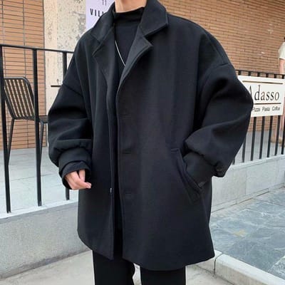 Jas Heren Herfst en Winter Nieuwe Trend Losse Effen Kleur Casual Jas Eenvoudig en Veelzijdig 8XL black