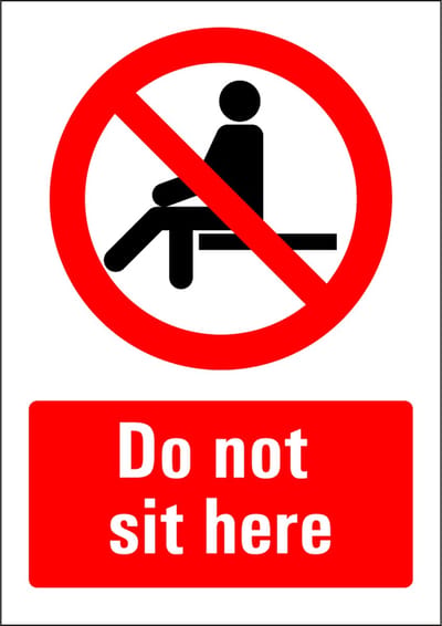 Do not sit here sticker 210 x 297 mm