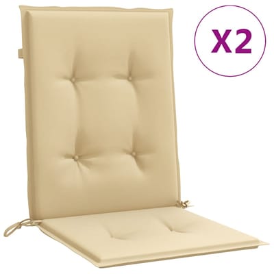 vidaXL - Stoelkussens - 2 - st - lage - rug - 100x50x4 - cm - stof - gemêleerd - beige