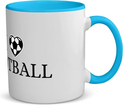 Akyol - i love football koffiemok - theemok - blauw - Voetbal - voetballers - sport - atleten - kado - cadeau - 350 ML inhoud